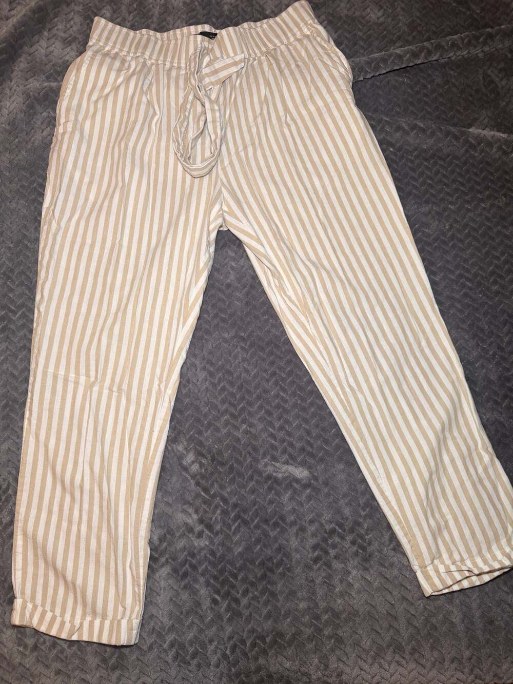 Zara Striped Tie-Waist Trousers Size S